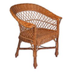 Woven wicker armchair