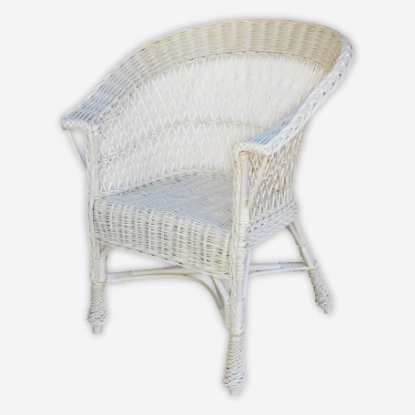 Fonott vessző fotel fehér színben