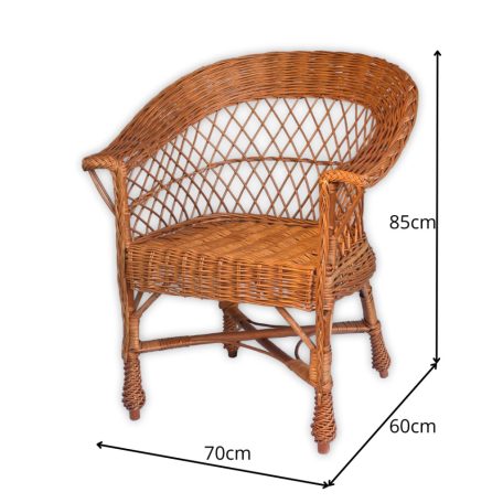 Fonott vessző fotel fehér színben