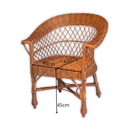 Fonott vessző fotel fehér színben