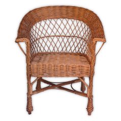 Woven wicker armchair