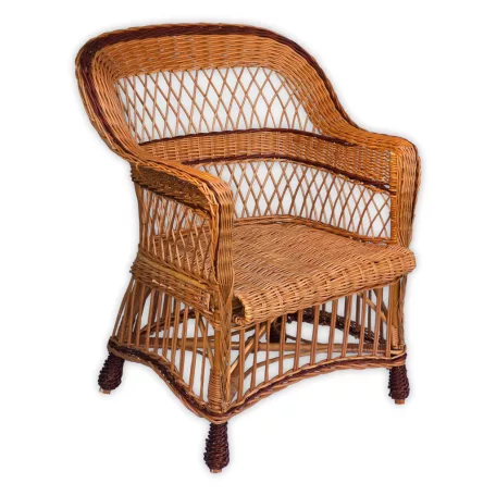Woven wicker armchair