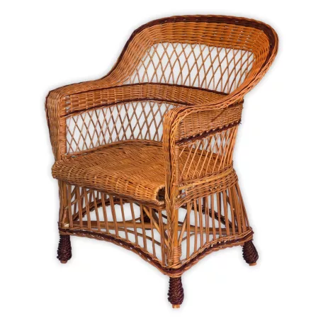 Woven wicker armchair