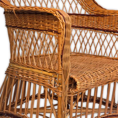 Woven wicker armchair
