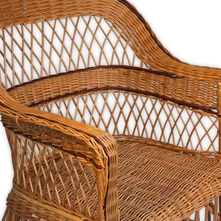 Woven wicker armchair