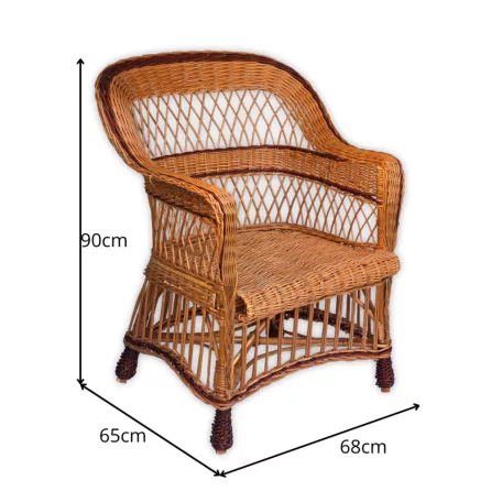 Woven wicker armchair