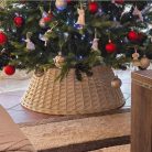 White Wicker Christmas Tree Base Cover